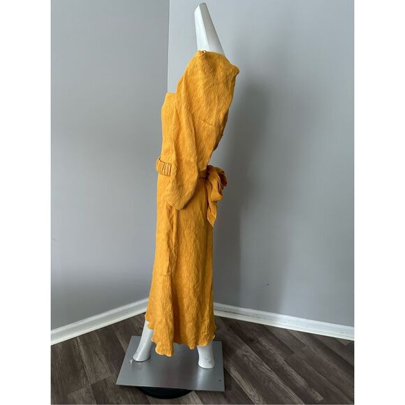 JOHANNA ORTIZ Lotus And Beetle Belted Textured Woven Midi Dress US 6 $1150 - Picture 6 of 11